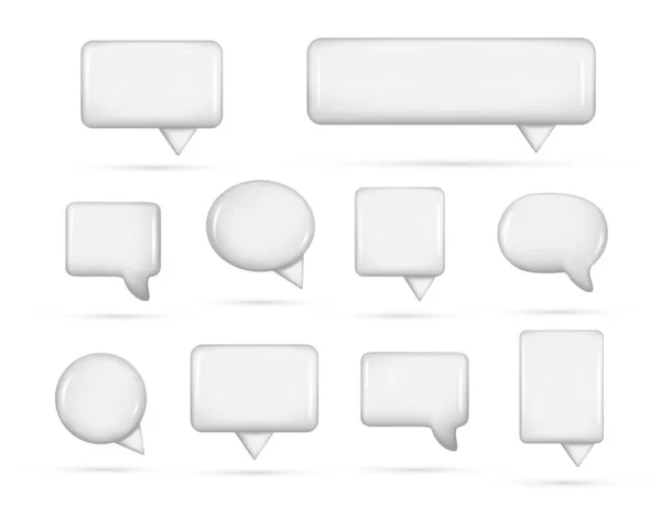 Realistický Bílá Řeč Bublina Text Zpráva Box Chatovací Box Dekorativní — Stockový vektor