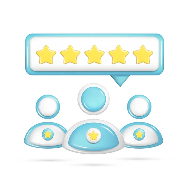 Realistická Skupina Lidí Upozornění Tooltip Zlatých Hvězd Customer Quality Reviews — Stockový vektor