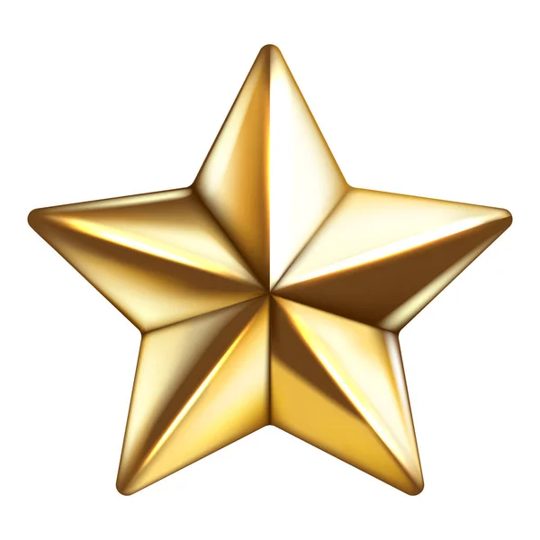 Ручная Рисованная Реалистичная Глянцевая Золотая Звезда Декоративный Дизайн Эмблемы Победителя — стоковый вектор
