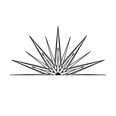 El çizimi yıldız silueti, güneş patlaması, ışık ışını. Güneş ışınları püsküren bohem sembolü. Sihirli tılsım, antika tarzı, boho, dövme, logo. Vektör illüstrasyonu beyaz arkaplanda izole edildi