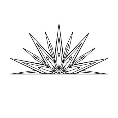 El çizimi yıldız silueti, güneş patlaması, ışık ışını. Güneş ışınları püsküren bohem sembolü. Sihirli tılsım, antika tarzı, boho, dövme, logo. Vektör illüstrasyonu beyaz arkaplanda izole edildi