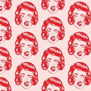 Elle çizilmiş sigara ile güzel bir kızın vektör deseni. Kart, poster, afiş, tişört, rozet, yama için baskı şablonu.