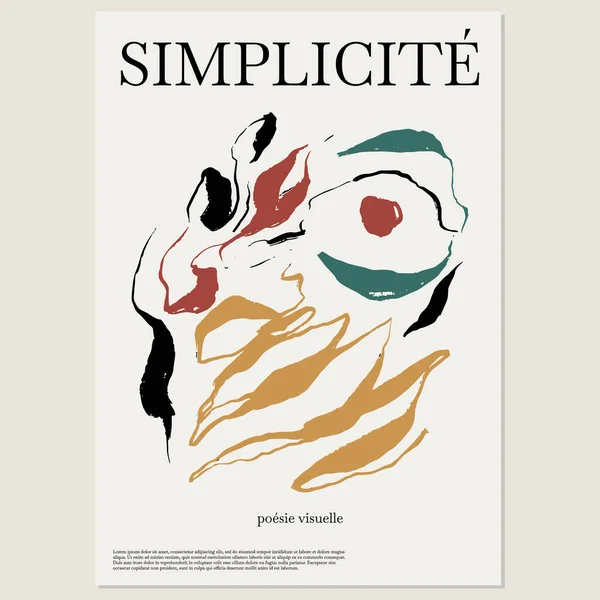 Simplicity Visual Poetry Vector Hand Drawn Minimalistic Placard Illustration Creative —  Vetores de Stock