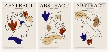 Vektör el, karakterin minimalist pastel çizimi. Portreli soyut sanat eserleri. Kart, poster, afiş, tişört için baskı, broşür.