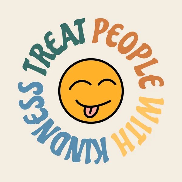 Treat People Kindness Vector Hand Drawn Placard Illustration Creative Abstract — 스톡 벡터