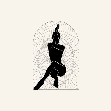 Vector minimalistic placard with illustration. Creative abstract artwork with hand drawn silhouette . Template for card, poster, banner, print for t-shirt, pin, badge, patch.