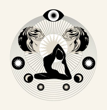 İllüstrasyonlu minimalist vektör levhası. El çizimi silueti olan yaratıcı soyut sanat eserleri. Kart, poster, afiş, tişört, rozet, yama için baskı şablonu.