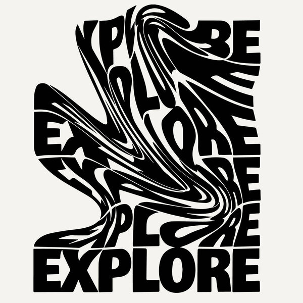 Vector hand drawn minimalistic black and white artistic liquid lettering. Creative artwork. Template for card, poster, banner, print for t-shirt, pin, badge, patch.