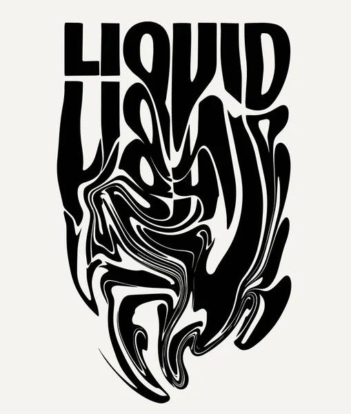 Vecteur Dessiné Main Minimaliste Noir Blanc Lettrage Artistique Liquide Création — Image vectorielle