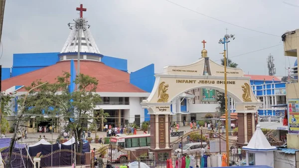 2022年10月9日印度卡纳塔克邦班加罗尔 婴儿耶稣圣地美景 位于班加罗尔的Vivek Nagar地区 罗马天主教教堂 必须游览旅游胜地和朝圣者的地标 — 图库照片