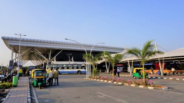 Bangalore,Karnataka,India-October 26 2022: Beautiful modern architecture of Sir M Visvesvaraya Terminal or SMVB. Indian Railway station located in Baiyyapanahalli, Bangalore. First air conditioned railway terminal in South India.