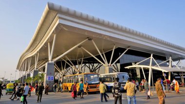 Bangalore,Karnataka,India-October 26 2022: Beautiful modern architecture of Sir M Visvesvaraya Terminal or SMVB. Indian Railway station located in Baiyyapanahalli, Bangalore. First air conditioned railway terminal in South India.