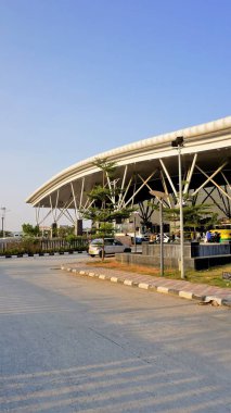 Bangalore,Karnataka,India-October 26 2022: Beautiful modern architecture of Sir M Visvesvaraya Terminal or SMVB. Indian Railway station located in Baiyyapanahalli, Bangalore. First air conditioned railway terminal in South India.