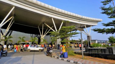 Bangalore,Karnataka,India-October 26 2022: Beautiful modern architecture of Sir M Visvesvaraya Terminal or SMVB. Indian Railway station located in Baiyyapanahalli, Bangalore. First air conditioned railway terminal in South India.