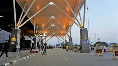 Bangalore,Karnataka,India-October 26 2022: Beautiful modern architecture of Sir M Visvesvaraya Terminal or SMVB at night. Indian Railway station located in Baiyyapanahalli, Bangalore.