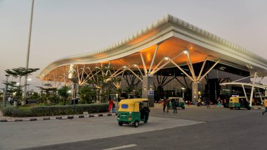 Bangalore,Karnataka,India-October 26 2022: Beautiful modern architecture of Sir M Visvesvaraya Terminal or SMVB at night. Indian Railway station located in Baiyyapanahalli, Bangalore.