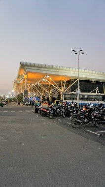 Bangalore,Karnataka,India-October 26 2022: Beautiful modern architecture of Sir M Visvesvaraya Terminal or SMVB at night. Indian Railway station located in Baiyyapanahalli, Bangalore.