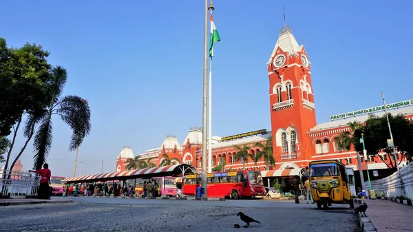Chennai Tamilnadu India Δεκεμβρίου 2022 Κεντρικός Σιδηροδρομικός Σταθμός Puratchi Thalaivar — Φωτογραφία Αρχείου