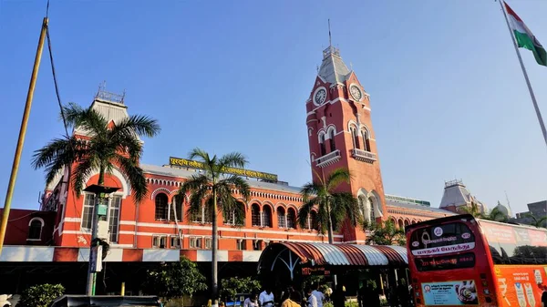 Chennai Tamilnadu India Δεκεμβρίου 2022 Στάση Λεωφορείου Μπροστά Από Σταθμό — Φωτογραφία Αρχείου