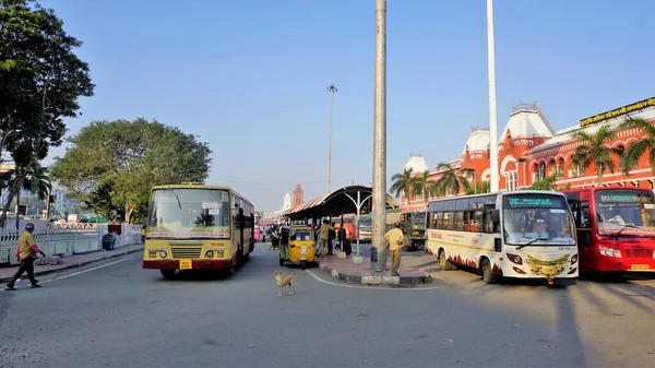 Chennai Tamilnadu India December 2022 Busstop Infront Puratchi Thalaivar Mgr — Stock Photo, Image