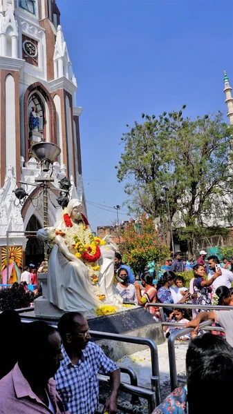 Bangalore Karnataka India Enero 2023 Cristianos Católicos Rezando Santa María —  Fotos de Stock