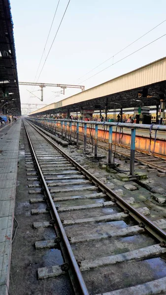 Chennai Tamilnadu Ινδία Δεκεμβρίου 2022 Άποψη Της Σιδηροδρομικής Γραμμής Στις — Φωτογραφία Αρχείου