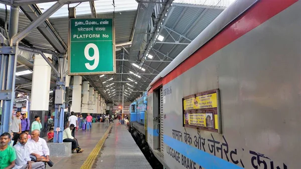 stock image Chennai,Tamilnadu,India-December 29 2022: View of platform of Chennai Central Railway station where passengers waiting for train.