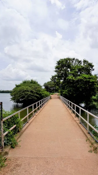 Portrait view of walking lane of Agara lake. Well maintained lakes and Part of Varthur lake series It is 80 acre lake located in Agara.