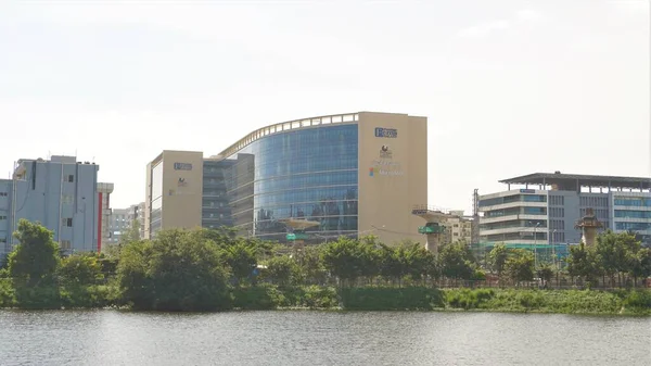 stock image Bangalore,Karnataka,India-September 18 2022: Cityscape with Iblur Lake , Greenery, Microsoft office located in Marathahalli Sarjapur Outer Ring Road