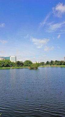 Bangalore, Karnataka, Hindistan-18 Eylül 2022: Bahçe şehrinin güzel manzarası namı diğer Göllü Bangalore, yeşil örtülü altyapı ve açık gökyüzü