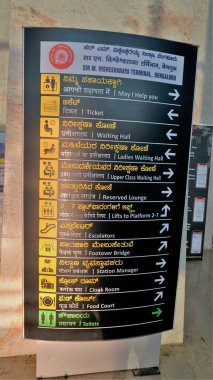 Bangalore, Karnataka, Hindistan-26 Ekim 2022: Sir M Visvesvaraya Terminali veya SMVB 'nin güzel modern dünya klasmanı iç mimarisi.