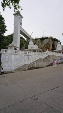 Hyderabad, Telangana,India-August 03 2023: Front entrance and view of Birla Mandir, Hindu temple with devotees in Hyderabad, Telangana. clipart