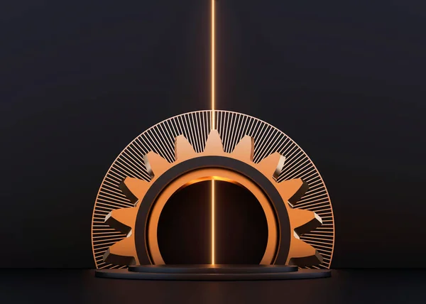 Meccanismo Steampunk Illustrazione Rendering Ingranaggi Sfere Metallo Volante Anelli Oro — Foto Stock