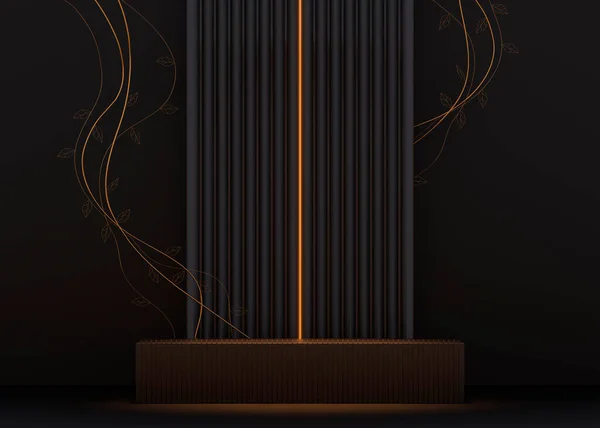 Pedestal Fosco Escuro Pódio Suporte Luz Espaço Exposição Para Produtos — Fotografia de Stock