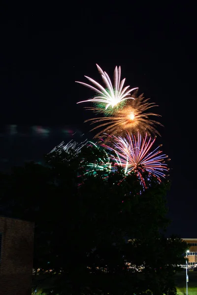 Fuochi Artificio Sulla Missouri Southern State University Mssu Joplin Missouri — Foto Stock