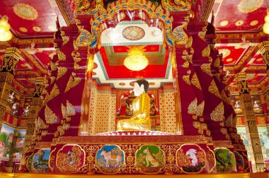 Wat Maha 'daki Beyaz Buda Heykeli Wachiramongkol (Wat Bang Thong), Phang Nga, Tayland Kutsal Tapınağın İçi