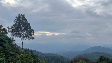 Sabah Kaeng Krachan Ulusal Parkı, Phetchaburi, Tayland 'da bulutlu gökyüzü manzarası