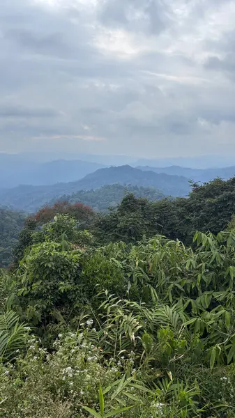 Sabah Kaeng Krachan Ulusal Parkı, Phetchaburi, Tayland 'da bulutlu gökyüzü manzarası
