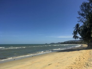 Koh Samui, Tayland 'da Beyaz Kum ve Mavi Gökyüzü ile Tropik Plaj