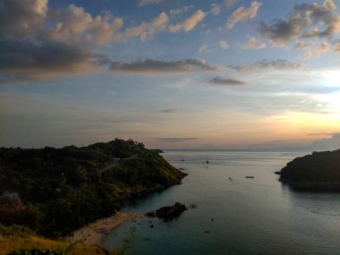 Phuket, Tayland 'daki Yel Değirmeni Manzarası' nda gün batımı