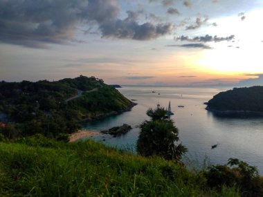 Phuket, Tayland 'daki Yel Değirmeni Manzarası' nda gün batımı