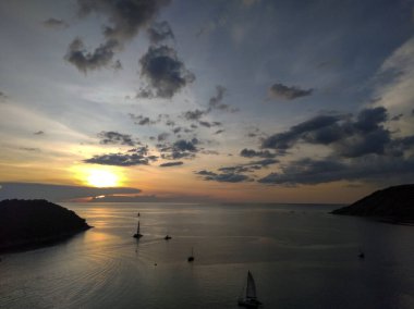 Phuket, Tayland 'daki Yel Değirmeni Manzarası' nda gün batımı