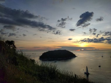 Phuket, Tayland 'daki Yel Değirmeni Manzarası' nda gün batımı