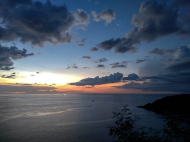 Phuket, Tayland 'daki Yel Değirmeni Manzarası' nda gün batımı