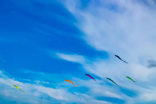 Güzel, mavi gökyüzünde, Romo Danimarka 'da görmek için bir sürü renkli, uçan uçurtmalar var.