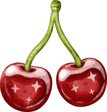 Coquette kırmızı kiraz dekoratif çizimi