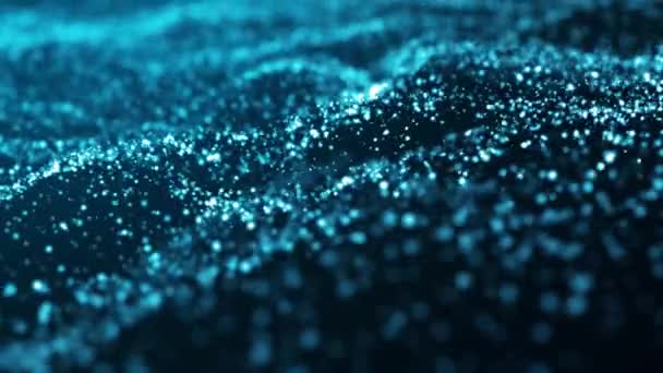 数字蓝粒子波和光抽象背景 动画网络或技术背景 — 图库视频影像