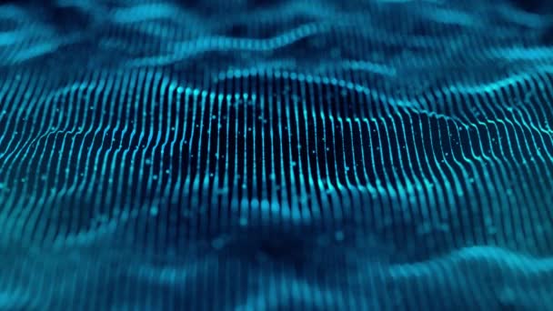 Futuristic Digital Line Particle Wave Lights Background Blue Lines Digital — Vídeo de Stock