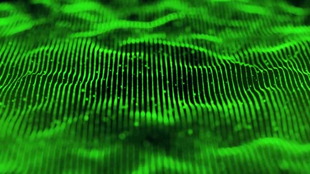Futuristic Digital Line Particle Wave Lights Background Green Lines Digital — Vídeo de Stock