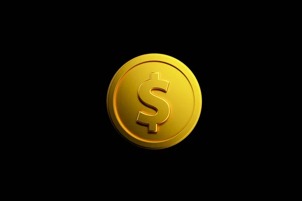 3D Single Golden Dollar Coin  isolated background